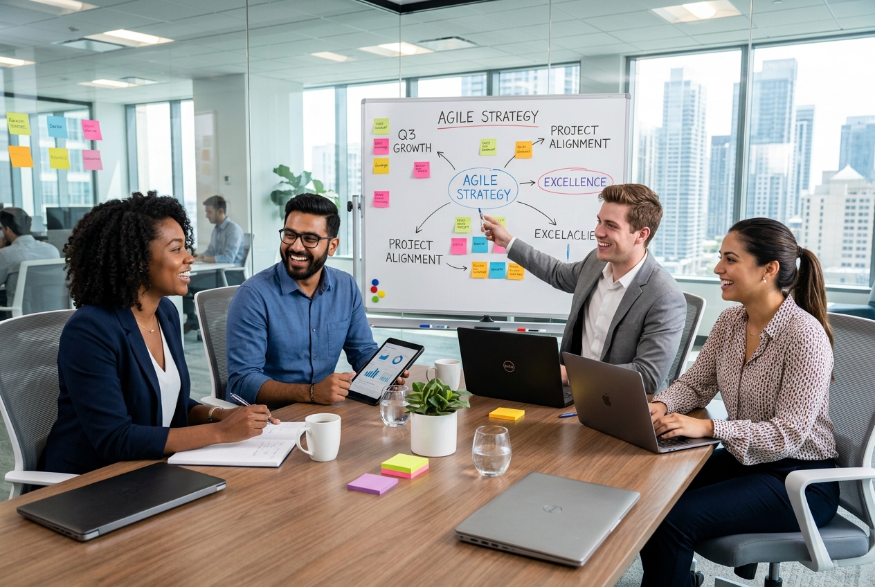 Colaboración de equipo corporativo